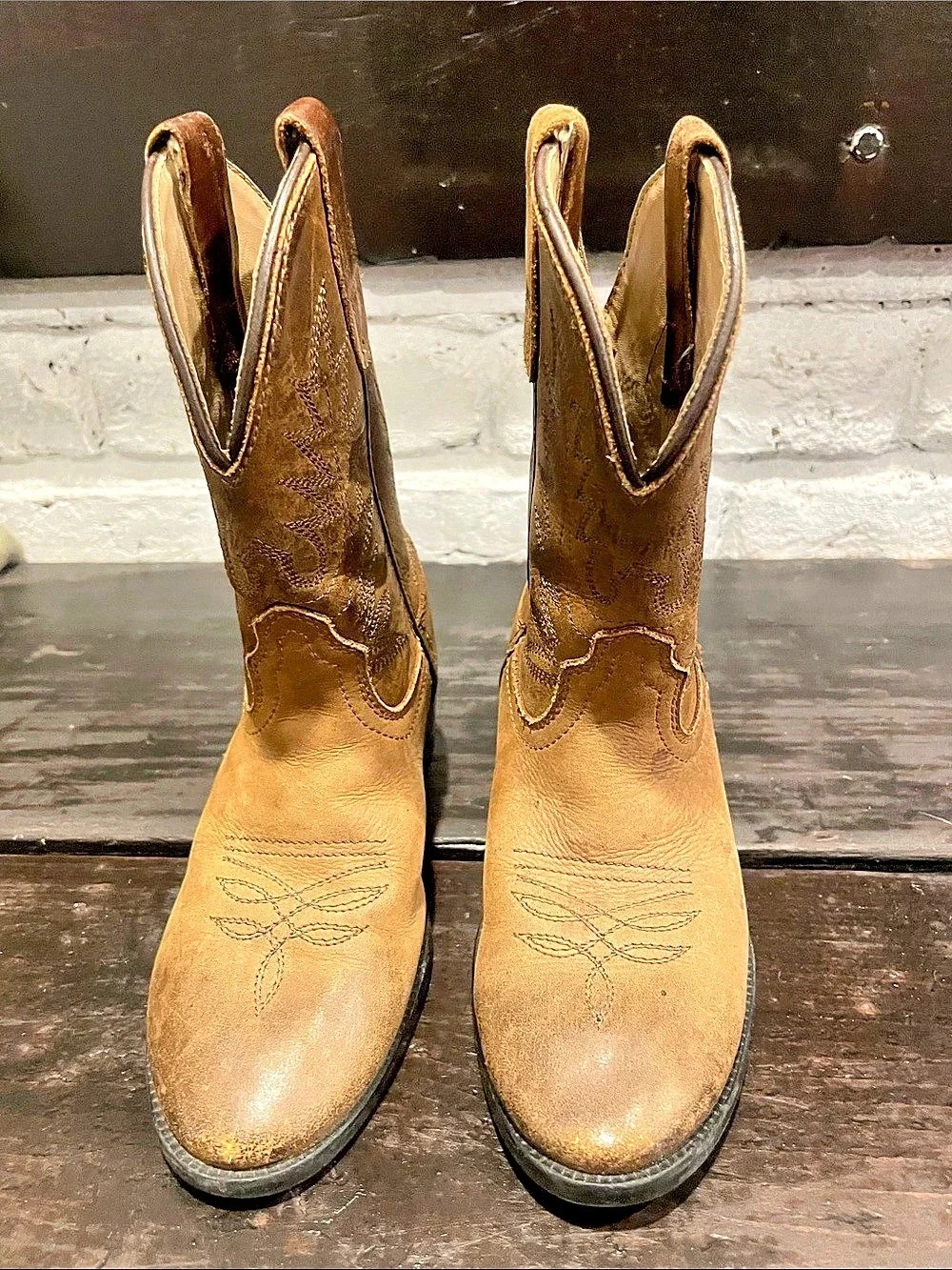 Pocono Western Brown Leather Western Boots US 10 kids pre owned